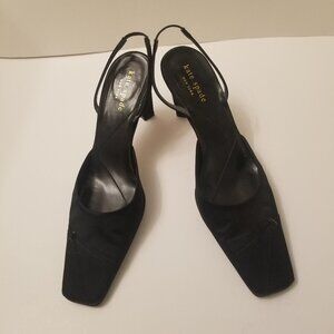 Kate Spade Black Satin Slingback Square toe  Heels  size 7.5